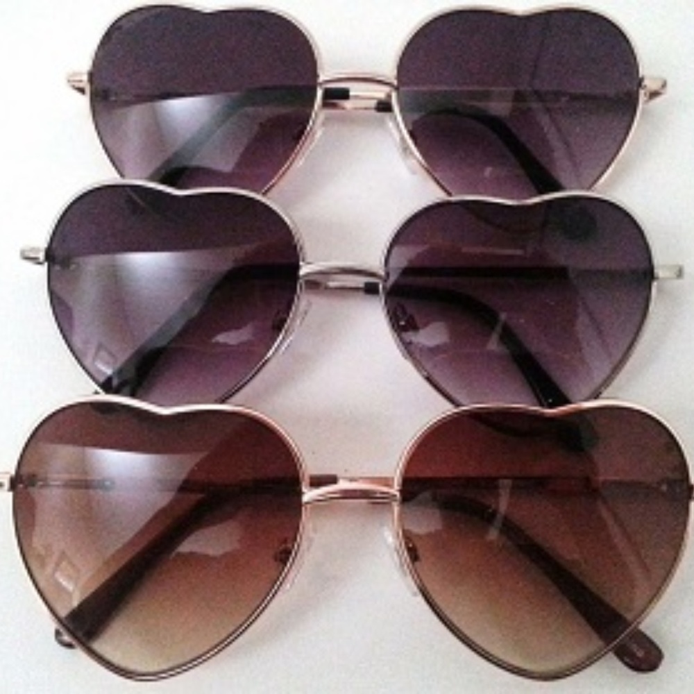 Heart Shape Sunglasses Silver or Gold Metal Frame - Picture 8 of 9